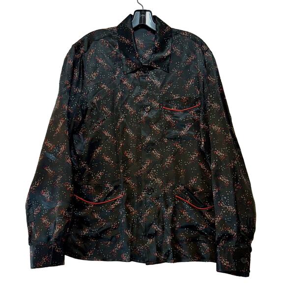 Bottega Veneta Black Pixel Pattern Pyjama Shirt Mens 50/M Graphic Silk Blend - Picture 2 of 16